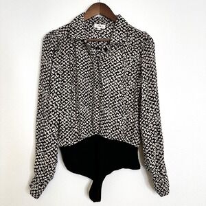 LPA Floral Blouse Bodysuit Black Size‎ M